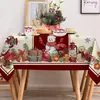 Mantel Navideño Transfronterizo Cubierta Bandera de Mesa Estampada Muñeco de Nieve Árbol de Navidad Fiesta Decoración Festiva Mesa Mantel