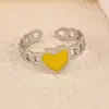 Anillo Abierto de Zirconia Chapado en Oro Moda Transfronteriza Aceite de Color que se Cae Diseño Creativo Joyería de Lujo Ligero Versátil para el Día a Día