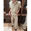 Camisa de manga corta a rayas con lazada para hombre y mujer, de verano, fluida, antiarrugas, estilo old money, casual, corte limpio