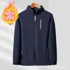 Chaqueta polar de otoño e invierno para hombre, con felpa gruesa, holgada, con cuello alto tipo cárdigan, top polar, sudadera, ropa para papá de mediana edad y anciano