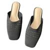2026 Verano Nuevos Zapatos de Media Pantufla Cerrados de Punto Volador Talla Grande Punta Cuadrada Boca Baja Transpirables Talla Grande para Mujer Venta al por Mayor