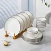 Juego de Platos Cuenco de Cerámica Juego de Vajilla de Cerámica de Jingdezhen Combinación de Cuenco y Plato Blanco Puro Simple Vajilla para el Hogar Cuenco