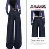 Calça jeans feminina azul denim de perna larga, nova coleção outono 2026, cintura alta, corte solto, cobre os quadris, efeito emagrecedor, calça comprida, A14237