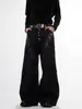 Jeans Streetwear Retro Americano Preto 2026 Workwear Jeans para Homens e Mulheres Verão Emagrecedor Cintura Alta Perna Reta Larga Comprimento Total