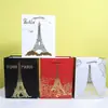Bolsa de Mão Torre Vermelha Cartão Branco Bolsa de Embalagem de Papel Spot Atacado Padrão Torre Eiffel Bolsa de Presente