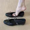 Sapatos Mary Jane pretos confortáveis com aumento de altura e laço único, novo modelo outono 2026, sapatos femininos baixos