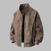 Jaqueta Americana Curta de Algodão para Homens e Mulheres Gola Alta Tie-Dye vi Jaqueta Workwear Design de Baseball Jaqueta de Couro PU Roupa Externa Primavera e Outono