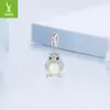Pingente de postura prateado coruja luminosa dinâmica acessórios de pingente diy pedra luminosa requintada e misteriosa contas de cobre banhadas a ouro branco