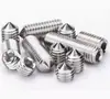 Acero inoxidable DIN914 M2-M6 tornillo prisionero sin cabeza cono punta de máquina hexagonal cono extremo tornillo prisionero