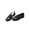 Zapatos Planos de Estilo Británico Retro Versátiles Simples para Mujer, para el Trabajo, Punta Redonda, Tacón Grueso, Zapatos Pequeños de Cuero, Moda No
