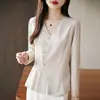 Elegante Suéter de Punto con Cuello en V y Mangas Largas para Mujer, Nuevo Modelo 2026 con Tapeta Diagonal, Top de Color Sólido