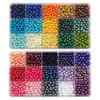 Set de Perlas Artificiales Perforadas Sueltas DIY Coloridas Redondas de ABS Materiales para Joyería Accesorios Caja de 24/28 Compartimentos