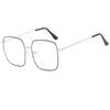 Nuevas gafas de metal cuadradas con montura estilo ins, estilo retro literario, anti-luz azul, espejo plano, montura grande, gafas para miopía, venta al por mayor