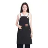 Delantales de Lona para Comercio Exterior al por Mayor para Cocina, Cafeterías, Tiendas de Té con Leche, Catering, Ropa de Trabajo Impermeable Unisex, Delantales Estampados para Comercio Transfronterizo
