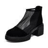 Sapatos de Malha de Sola Grossa para Mulheres 2025 Primavera e Verão Plataforma Impermeável Salto Grosso Plataforma Recorte Malha Sandálias Romanas Sandálias Estilo Europeu e Americano