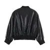 Moda europea y americana transfronteriza para mujer, popular en AliExpress: Chamarra bomber moderna y casual con cintura ajustada y hombros acolchados