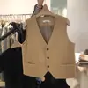 Coreia do Sul Dongdaemun 2024 Primavera e Outono Novo Curto Retro Gola V Versátil Terno Colete Colete Feminino Colete Top
