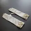 Luvas Infantis para Meninas, Grossas Hepburn Curtas Elegantes Renda Vestido de Noite Cheongsam Acessórios, Passarela Cetim Estilo Coreano