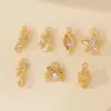 Material de accesorios de joyería semiacabados metal incrustado circonita animal marino colgante diy collar pulsera aretes colgante