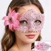 Accesorios de Halloween Máscara de Encaje Lateral de Flor para Mascarada Cara Media Femenina Princesa Suministros para Fiesta del Día del Niño