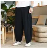 Calças compridas de linho fino estilo chinês primavera e verão masculinas plus size calças largas de algodão e linho calças casuais harlan