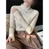 Top térmico base azul para mujer, otoño e invierno, tacto de alta gama, nuevo estilo 2026, suéter de cuello semi alto, top de punto para interior