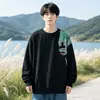 Camiseta de manga larga estilo graffiti americano para hombre, nuevo modelo otoño 2026, sudadera estampada de cuello redondo de corte holgado, camiseta básica casual para hombre