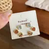 Set de Pendientes de Tachuela Geométricos con Forma de Corazón y Goteo de Aceite en Colores Maillard para Otoño e Invierno para Mujer, Aguja de Plata, Pendientes Vintage Pequeños y Delicados