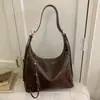 Bolso de Axila de Cuero Aceitado y Encerado Estilo Retro para Mujer 2025 Nuevo Estilo Perezoso Bolso de Hombro Cruzado Bolso Tote de Gran Capacidad de Gama Alta