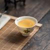 Esmalte Amarelo Mel Pintado à Mão Pequeno Pressionado Copo de Pressionar Manual Cor Sob Esmalte Artesanal Lótus Osmanthus Caqui Xícara de Chá de Cerâmica Copo de Degustação de Chá Doméstico