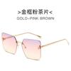 Nuevas gafas de sol cuadradas sin montura con letra F, estilo retro europeo y americano, mismo estilo de celebridad de internet, moda para mujer, metal, transfronterizas