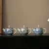 Jinglongtang Esmalte Cloisonné Peônia Dourada Bule Tianqing Forno Ru Azul e Branco Azulejo Chinês Aberto Pote Esmalte Doméstico Conjunto de Chá Kung Fu