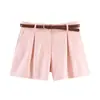 PB&ZA atacado shorts casuais de verão femininos soltinhos confortáveis com cinto 29498 47472