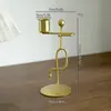 Adorno de Candelabro de Hierro Forjado Estilo Europeo Decoración Creativa para Sala de Estar Portavelas Prop para Cena Romántica a la Luz de Velas en Restaurante