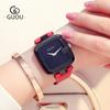 Reloj GUOU de moda europea antigua para mujer, reloj de cuarzo con esfera grande cuadrada y personalidad, reloj informal con cinturón para mujer