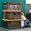 Caja de almacenamiento plegable de plástico para el hogar, caja de almacenamiento grande para ropa y juguetes, caja de almacenamiento plegable apilable con rodillo