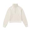 Moletom Feminino Melard Espesso com Forro de Fleece para Outono e Inverno, Manga Longa, Comprimento Curto, Gola Alta, Meia-Zipper, Blusa Esportiva