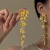 Aretes de Flor Dorada "Flores" 2024 Nuevas Explosiones Lujo Ligero Nicho Elegantes Aretes Dorados para Mujer