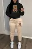 Novo conjunto de moletom com capuz casual de comércio exterior marca de moda conjunto de moletom estampado com cabeça de urso tamanho europeu moletom