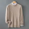 Suéter de Lã Pura 100% Baicai Veludo Outono/Inverno Novo Gola Redonda Tricô Espesso Camada Base Jovem Retrô Suéter de Tricô Trançado