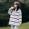 Marca da moda americana, retrô, listrado, masculino e feminino, primavera e outono, novas roupas soltas da moda, listrado, casal, gola redonda, algodão puro