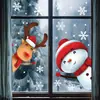 Pegatina Navideña de Copo de Nieve para Ventana Transfronteriza Papá Noel Reno Muñeco de Nieve Impresión a Doble Cara Electrostática Sin Marcas Pegatina para Fiesta Navideña
