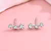 Pendientes de Moda Europeos y Americanos Más Vendidos Transfronterizos para Mujeres con Orejas Perforadas, Pendientes y Aretes de Diamantes de Fila Única de Zirconia de Gama Alta