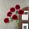 Flores artificiais, 6 cabeças de peônia, arranjos florais de casamento, decorações de casamento, centros de mesa para corredor, decoração suave, paisagismo, atacado para exportação