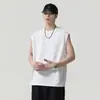 Novo colete branco da moda estilo americano para homens, esportivo de secagem rápida sem mangas de verão, roupas masculinas largas e oversized