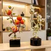 Ornamento de Arte Yuanbao Romã Dupla Cerâmica Esmaltada e Dourada Artesanato para Decoração de Casa