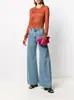 [Personalização Odm] Design Vintage Desgastado com Fotos e Amostras, Novo Estilo Primavera e Outono, Cintura Alta, Efeito Emagrecedor, Jeans Plus Size de Pequena Produção