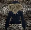 Invierno nuevo diseño de cuello de pelo Y2K retro ajuste ceñido a la cintura sudadera corta con capucha estilo chica picante estilo ins cárdigan