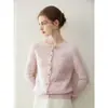 Cárdigan de cachemira para mujer, 100% cachemira pura, nuevo cuello redondo de moda versátil de un solo pecho tejido abrigo suéter cálido