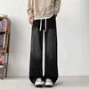 Jeans retro japonês estilo Hong Kong para homens, perna reta solta, calça dad larga e fluida, calça longa trendy de alta qualidade
